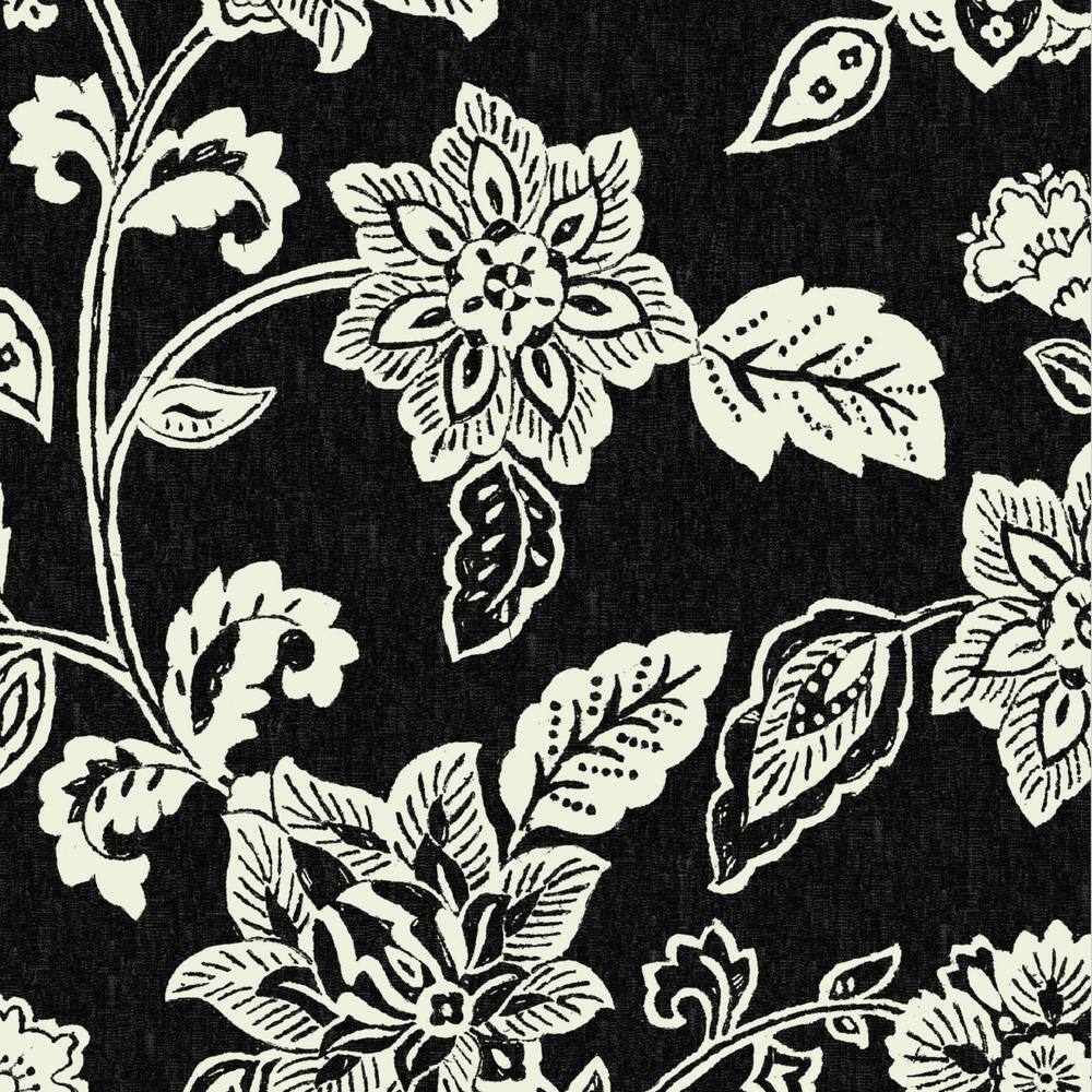 Ashland Black Jacobean Floral Outdoor Rocking Chair Cushion