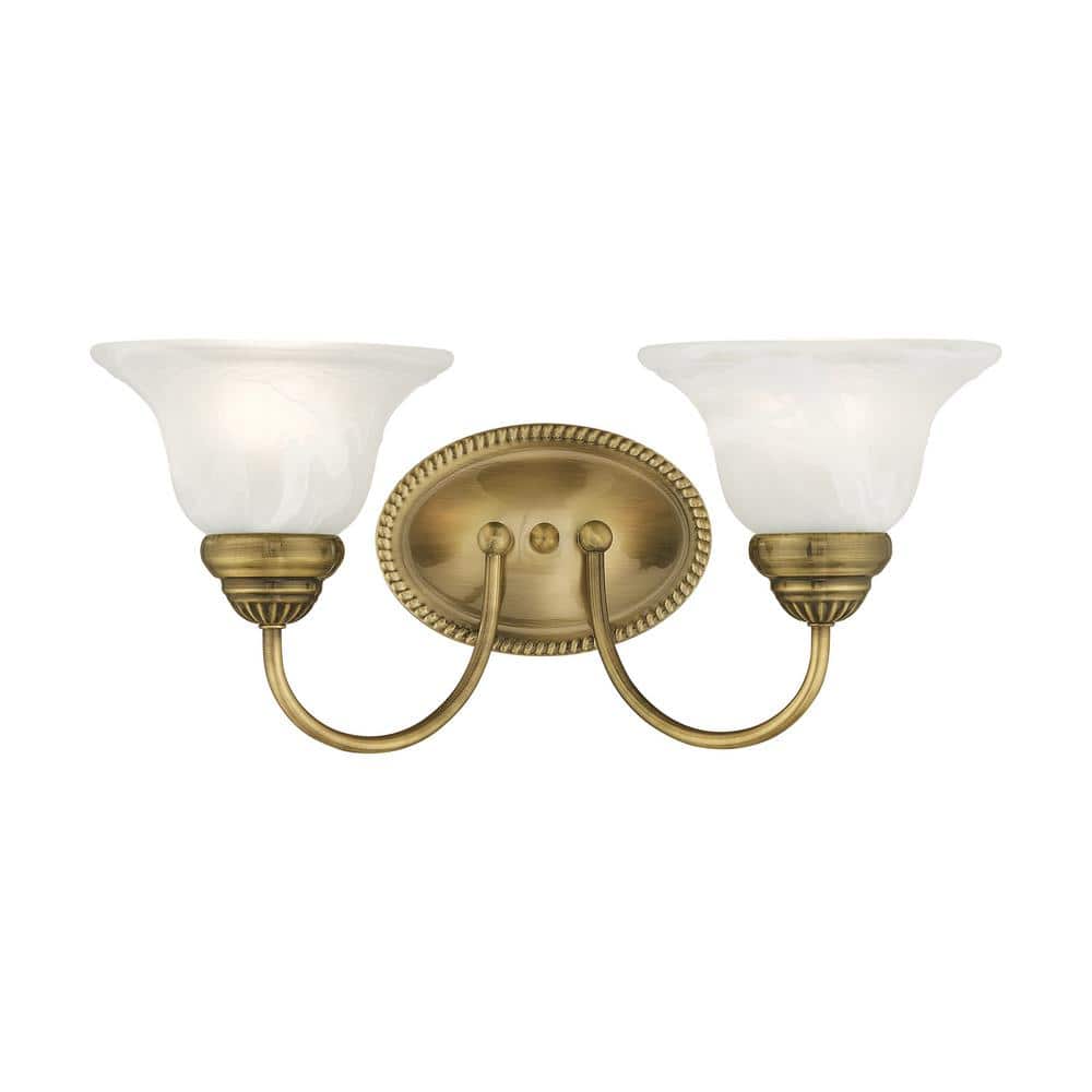 Bodenham 17 in. 2-Light Antique Brass Vanity Light with White Alabaster Glass price history on PriceWatchPro