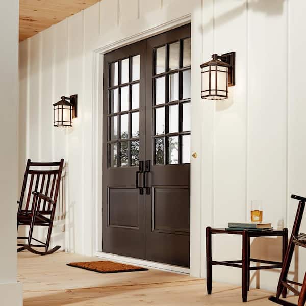 Cameron 14.25 in. 1-Light Prairie Rock Outdoor Hardwired Wall Lantern Sconce with No Bulbs Included (1-Pack)