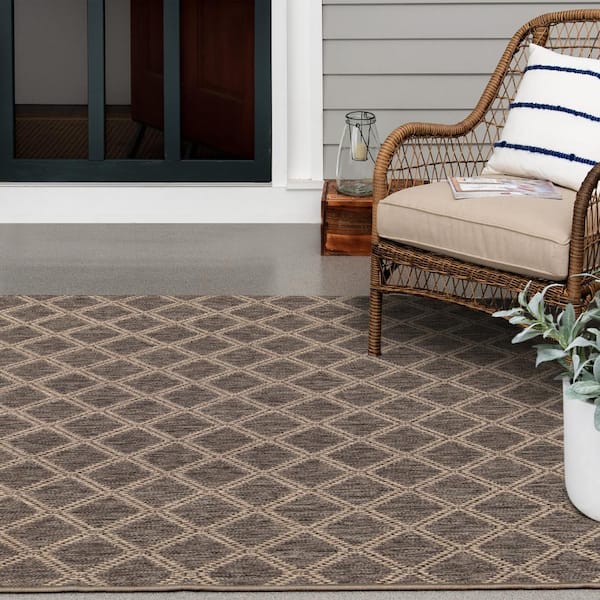 Stratford Santorini Diamond Pebble/Natural 5 ft. x 8 ft. Polypropylene Indoor/Outdoor Area Rug