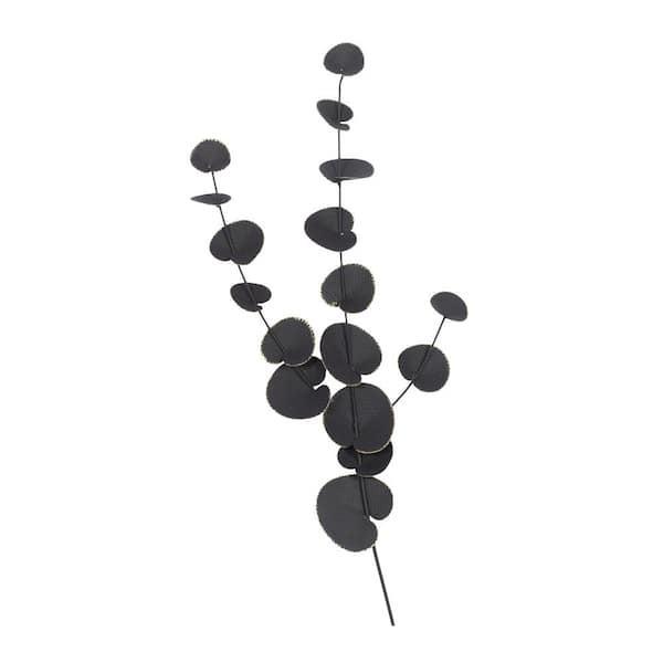 17 in. x  36 in. Metal Black Leaf Wall Decor