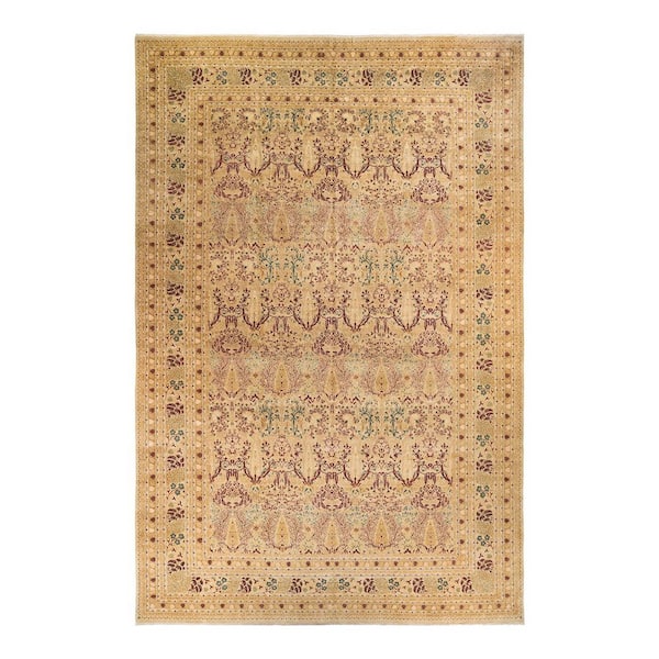 Mogul Yellow 12 ft. x 18 ft. Oriental Wool Indoor Area Rug