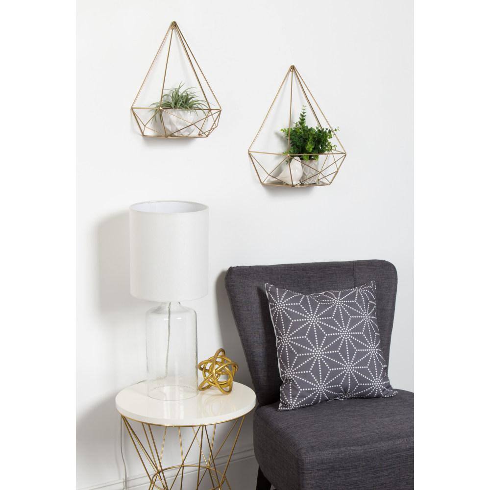 Gold Geometric Metal Wall Display Shelves, 2-Piece Set