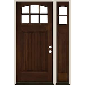 50 in. x 80 in. V-Groove Arched 6-Lite Provincial Stain Left Hand Douglas Fir Prehung Front Door Right Sidelite