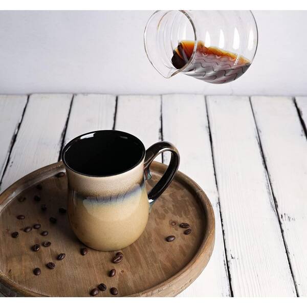 Wudkey 20 oz. Walnut Large Ceramic Coffee Mug, Big Tea Cup for Office and Home, Dishwasher and Microwave Safe