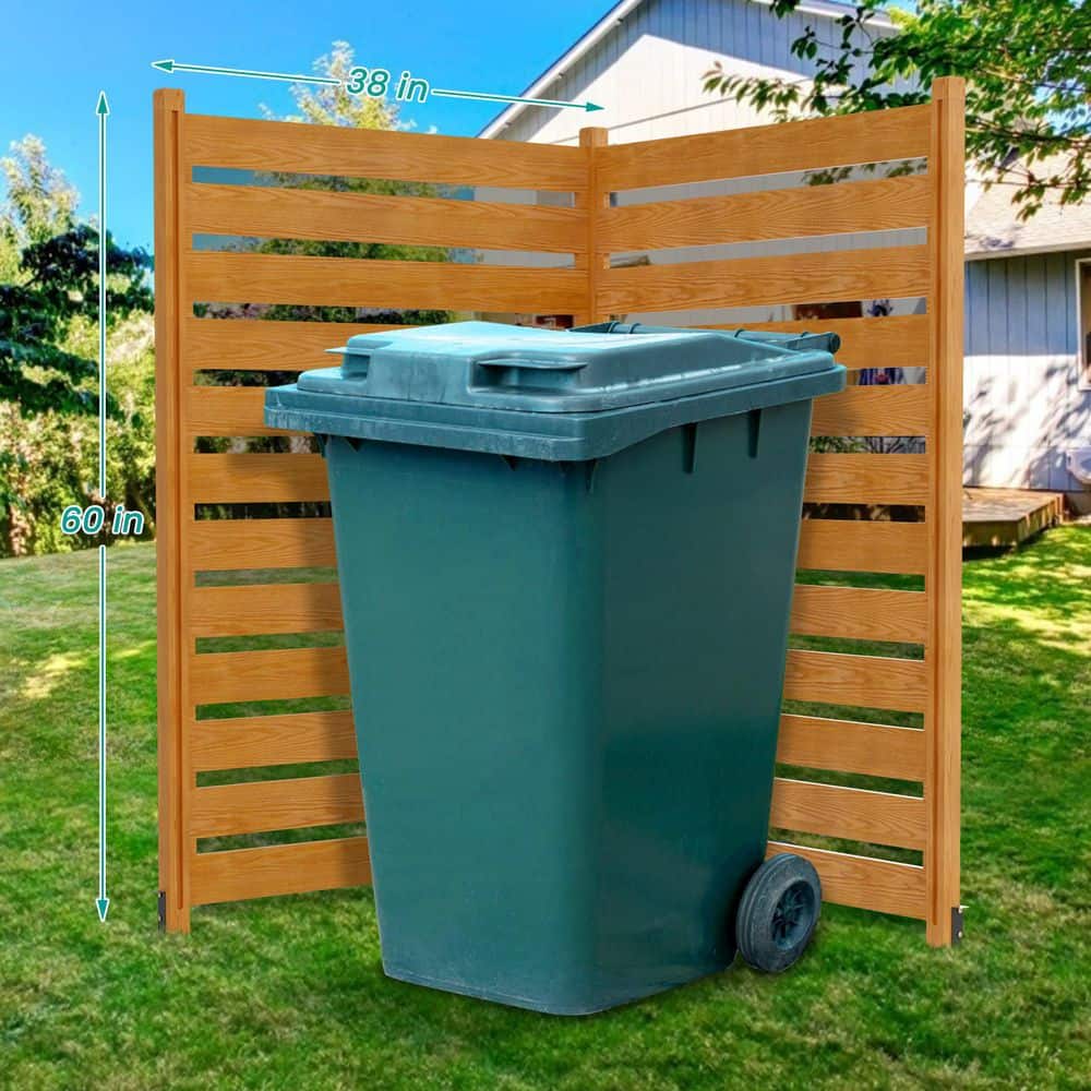 38" x 60" Light Brown Wood Privacy Fence with Metal Stakes