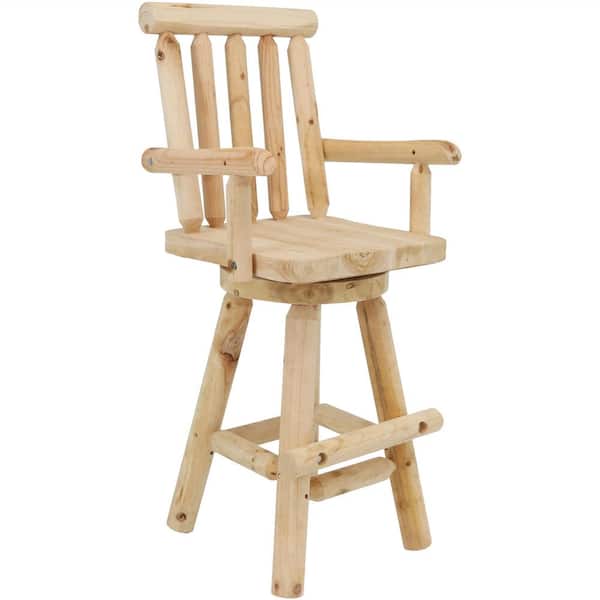 Sunnydaze Rustic 29.5 in. Unfinished Wood Log Style Bar Stool