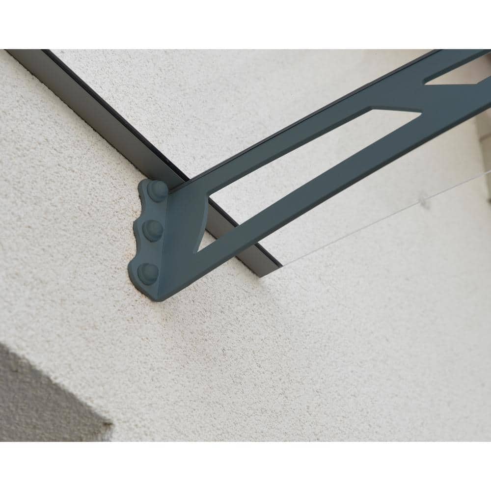 Modern Black and Clear Polycarbonate Door Awning with Metal Frame