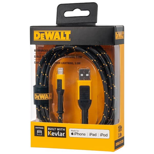 DEWALT 10 ft. Reinforced Braided Cable for Lightning 131 1326 DW2 - The  Home Depot