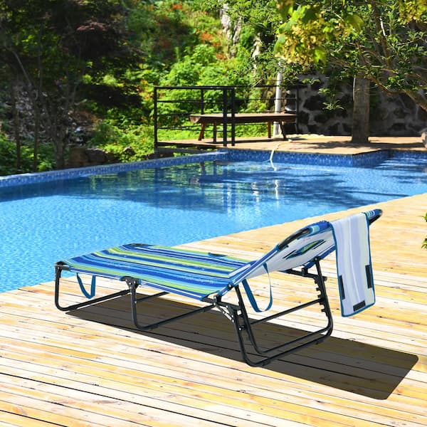 ANGELES HOME Beach Chaise Lounge Outdoor Lounge Chair in Blue and