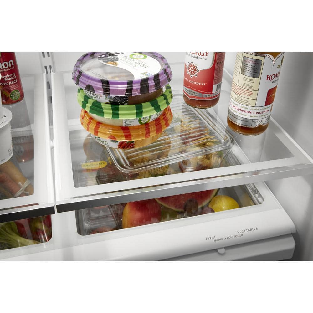 Whirlpool 36" Wide Black Stainless Steel French Door Refrigerator