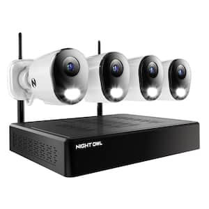 10-Channel 4K Wireless NVR Security System with 1TB Hard Drive and 4-2K Plug-in Wireless Spotlight Security Cameras