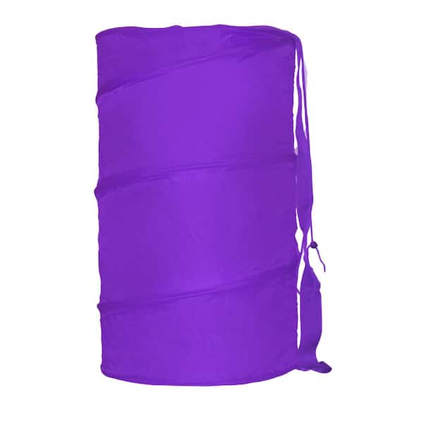 Sunbeam Purple Collapsible Nylon Barrel Laundry Hamper