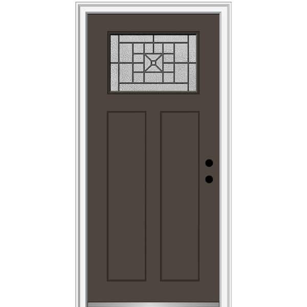 MMI Door 32 in. x 80 in. Courtyard Left-Hand 1-Lite Decorative Craftsman Painted Fiberglass Prehung Front Door, 6-9/16 in. Frame