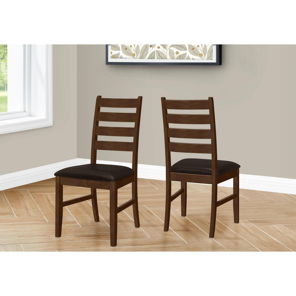 Brown Faux Leather Upholstered Ladderback Side Chair Set