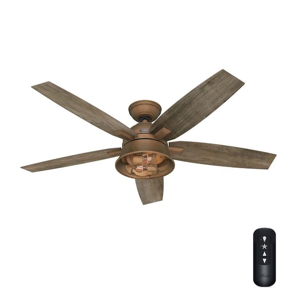 Hunter Hampshire 52 In Indoor Weathered Copper Ceiling Fan With Light Kit And Remote Included 51573 The