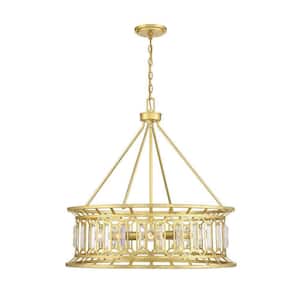 Daintree 30 in. W x 30 in. H 8-Light True Gold Statement Pendant Light with Crystals
