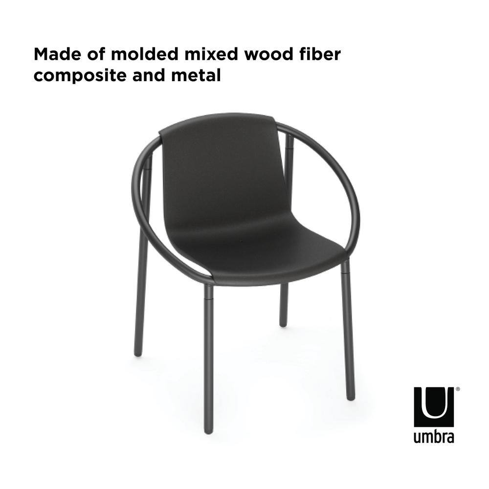 ErgoStack Black Metal and Wood Composite Outdoor Lounge Chair