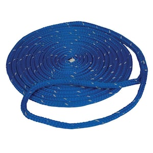 1/2 in. x 25 ft. Reflective Dock Line Double Braid Nylon Rope, Blue