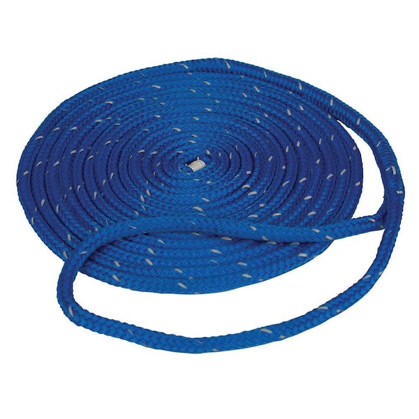 Everbilt 1/2 in. x 25 ft. Reflective Dock Line Double Braid Nylon Rope, Blue