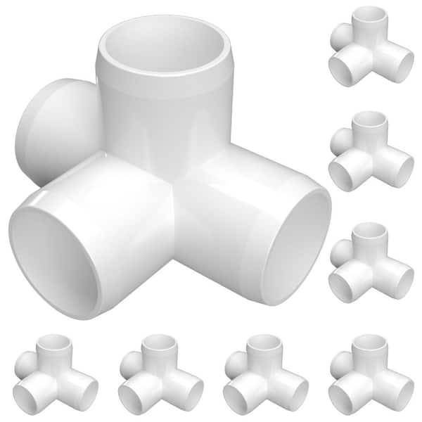 Formufit 3/4 in. Furniture Grade PVC 4-Way Tee in White (8-Pack)