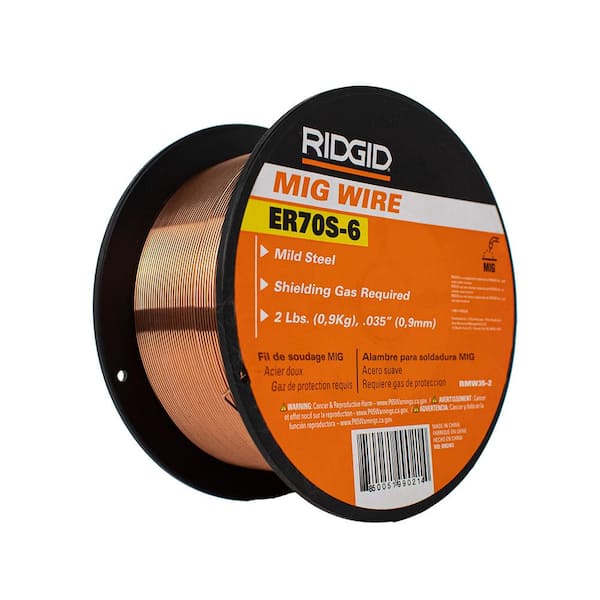 RIDGID ER70S-6 MIG Mild 0.035 in. Dia x 2 lbs. Spool Steel Welding Wire ...