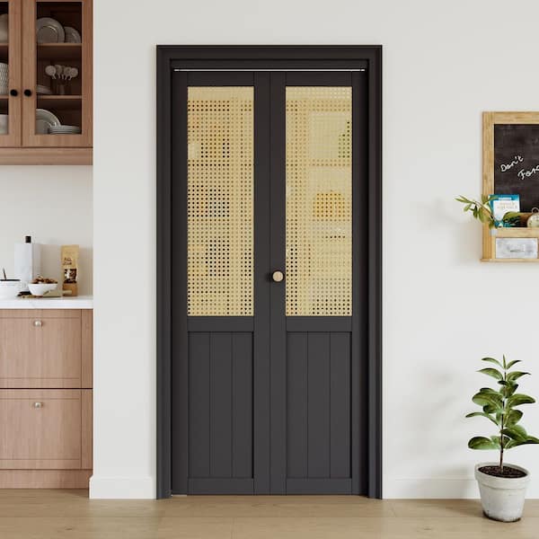 ARK DESIGN 36 in. x 80 in. Half Paneled Solid Core Black Finished