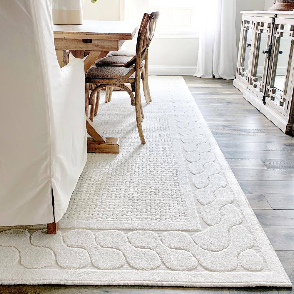 Natural Floral Rectangular Synthetic Indoor/Outdoor Rug