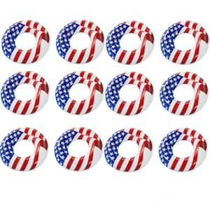 36 in. Inflatable American Flag Swimming Pool Tube Float (12-Pack)