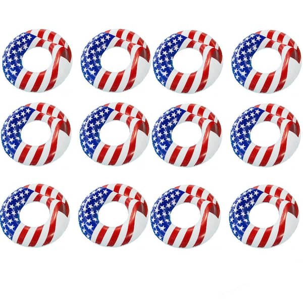 Swimline 36 in. Inflatable American Flag Swimming Pool Tube Float (12-Pack)