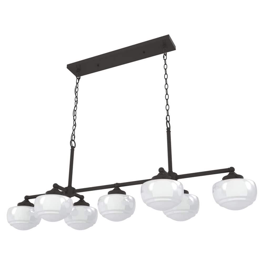 Noble Bronze 52" 7-Light Linear Chandelier with Glass Globes