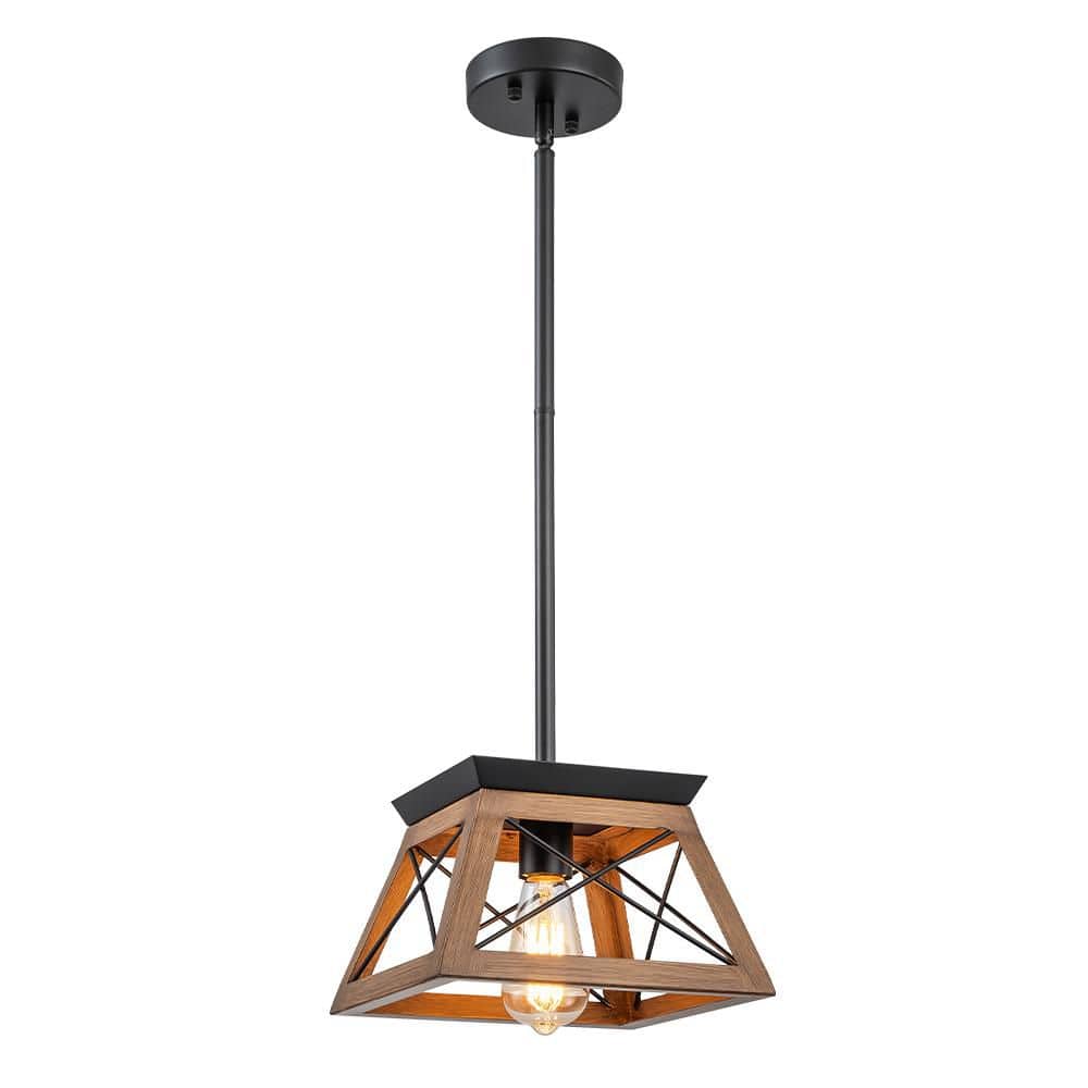 1 Light Black Farmhouse Island Lighting Fixture Hanging Rustic Chandelier L