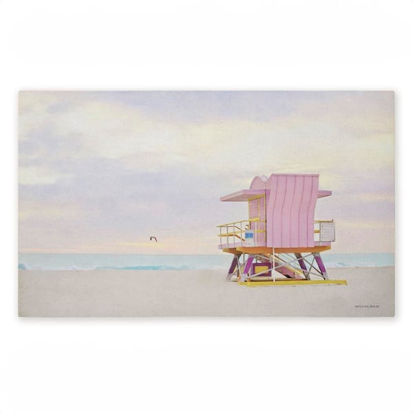Pink Serene Beach Hut Pink 18 in. x 30 in. Polyester Non-Slip Outdoor Door Mat