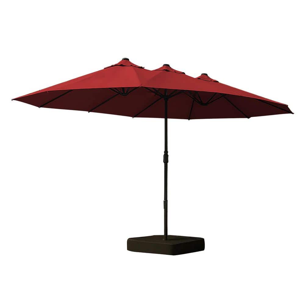 15 ft. Outdoor Market Patio Umbrella, Double Sided Umbrella with Crank, Base and Sandbags in Red price history on PriceWatchPro