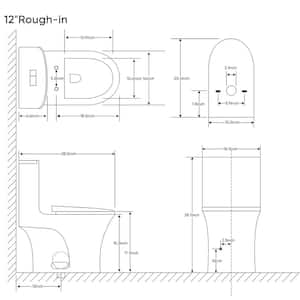 15-1/8 in. 1.1/1.6 GPF Dual Flush Elongated Standard Modern 1-Piece Toilet in Light Grey with Soft-Close Seat