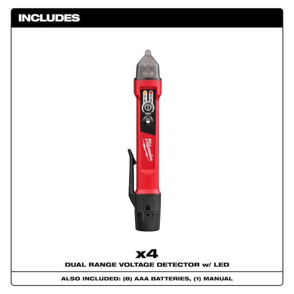 Dual Range Non Contact Voltage Detector with LED 12-1000V AC (4-Pack)