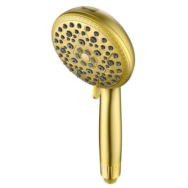 9-Spray Wall Mount Handheld Shower Head 1.6 GPM in Brushed Gold