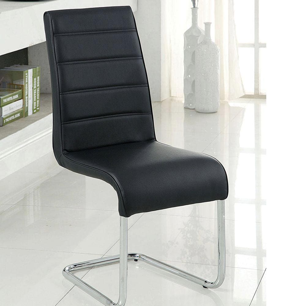 Black Faux Leather and Metal Upholstered Side Chair