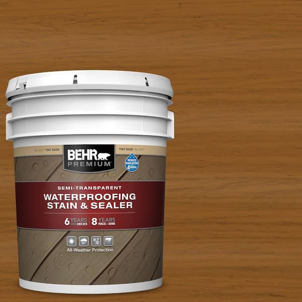 BEHR PREMIUM 5 gal. #ST-134 Curry Semi-Transparent Waterproofing Exterior Wood Stain and Sealer