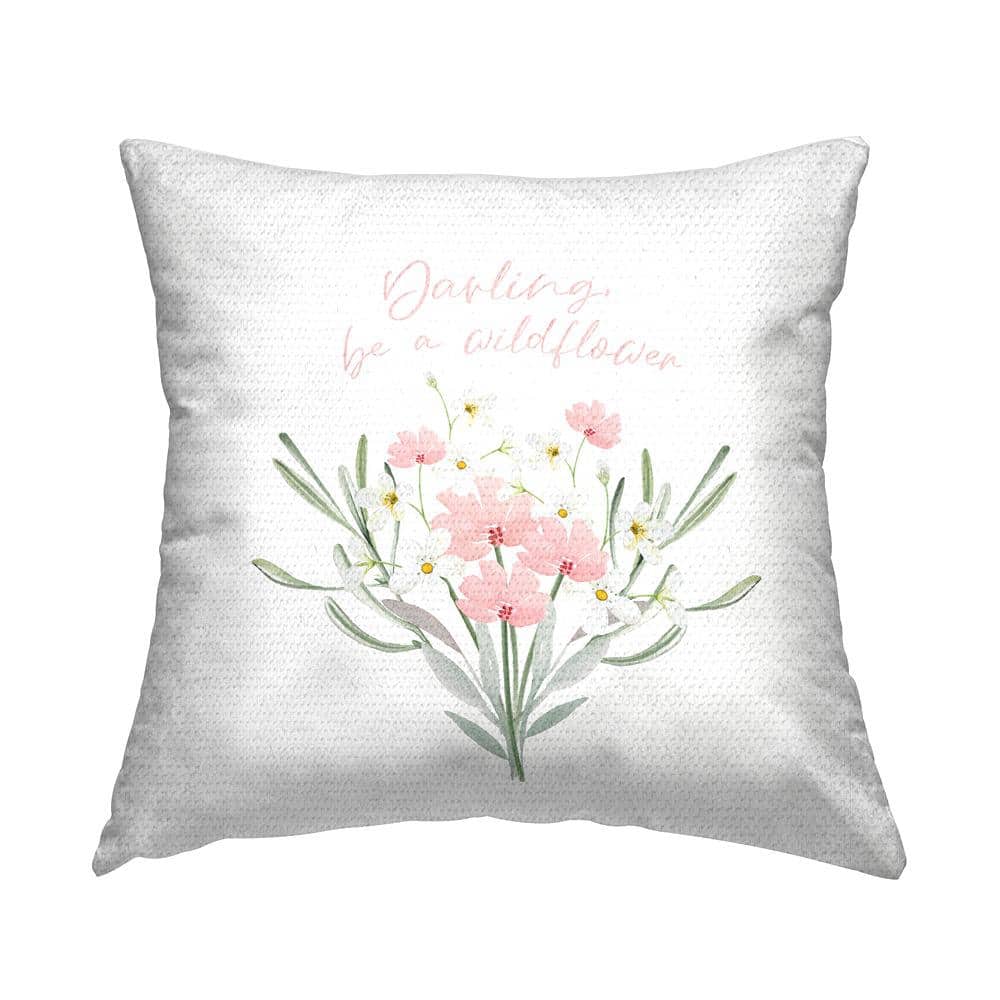 Darling Be A Wildflower Phrase Pink Square Outdoor Throw Pillow price history on PriceWatchPro