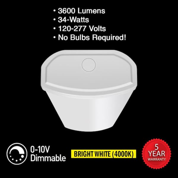 4 ft. 3600 Lumens 0-10V Dimmable 120-277V Integrated LED White Wraparound Light 40W Bright White 4000K  Low Profile