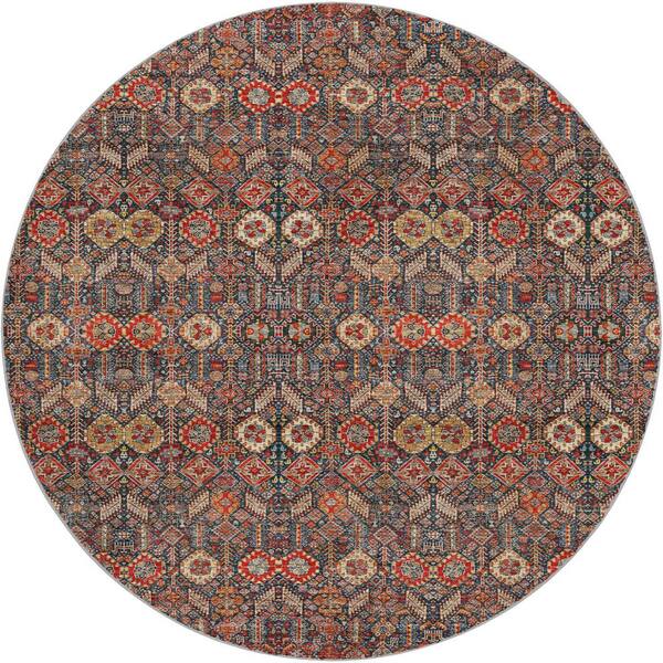Dream Shag Premium Machine Washable Abstract ADS574 Red 8 ft. x 8 ft. Round Rug