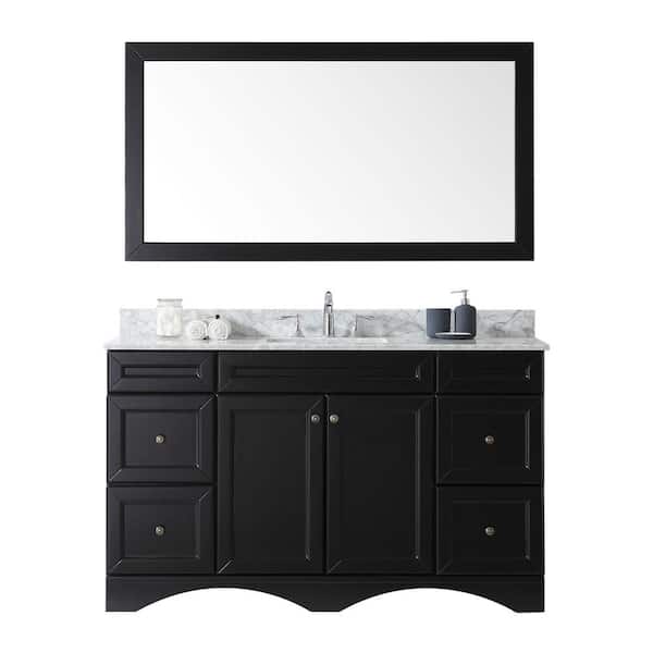 Virtu USA Talisa 60 in. W Bath Vanity in Espresso with Marble Vanity Top in White with Square Basin and Mirror and Faucet