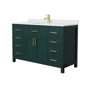 Beckett 54 in. W x 22 in. D x 35 in. H Single Sink Bathroom Vanity in Green with White Cultured Marble Top