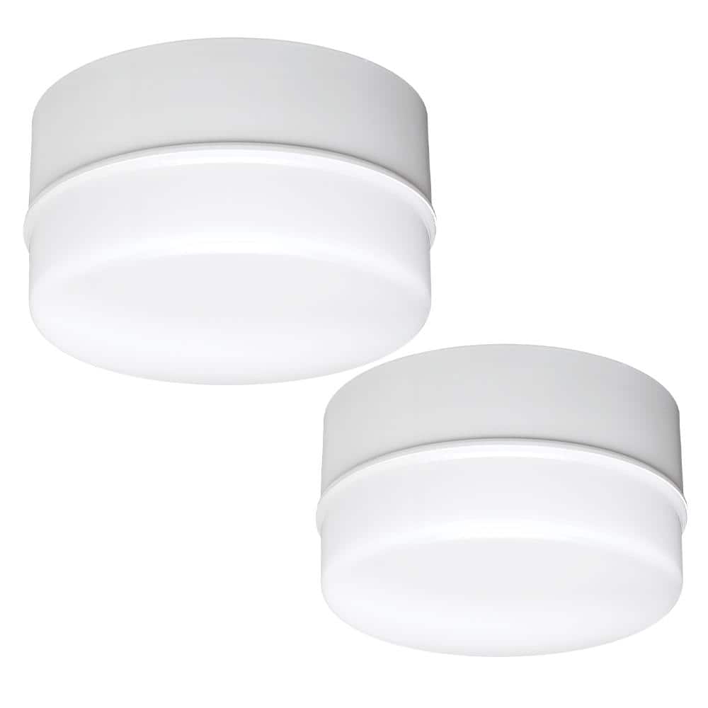 Spin Light 5 in. White LED Flush Mount Ceiling Light 600 Lumens 4000K Brigh