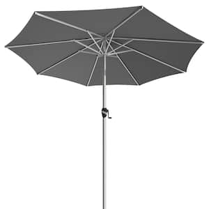 9 ft. Aluminum Outdoor Market Umbrella Patio Umbrella, 5-YEAR Fade-Resistant and Push Button Tilt in Dark Grey