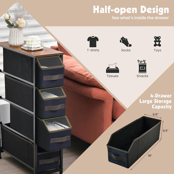 Costway Vertical Narrow Dresser Organizer Closet Storage Cabinet with - See Details - Black