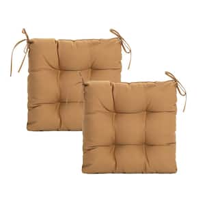 Outdoor Tufted Seat Cushions 2-Pack 19x19", for Patio Bench Dining Chair Lounge Chair Seat Pad Light Brown