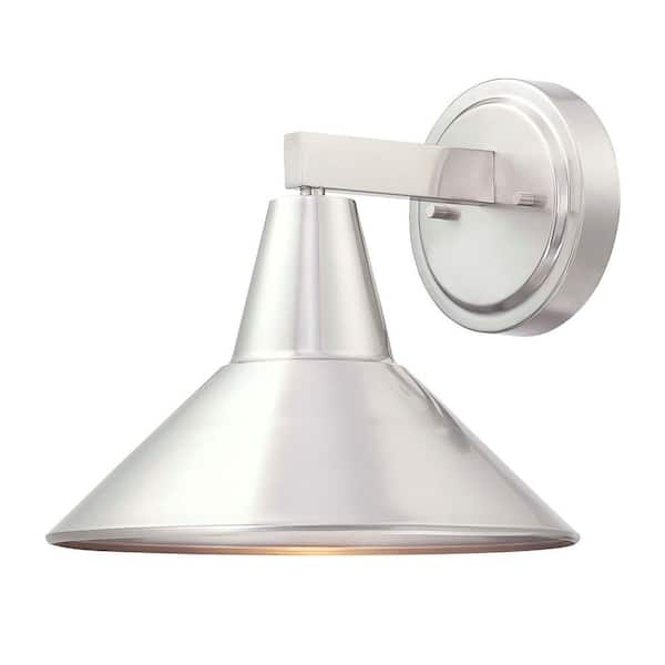 Bay Crest 1-Light Brushed Aluminum Outdoor Wall Lantern Sconce