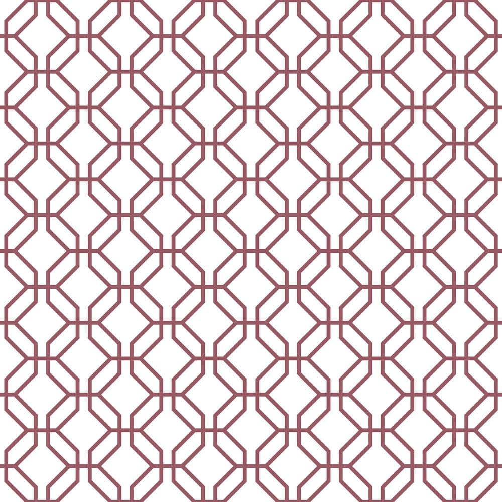 Secret Garden White and Cranberry Octagonal Trellis Non-Woven Paper Non-Pas